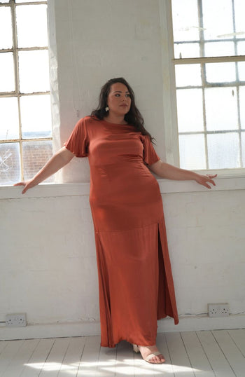 Sienna Dress in Terracotta Lenzing™ Ecovero™ Satin