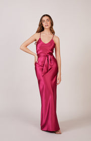 Brooklyn kjole i Hot Pink Satin