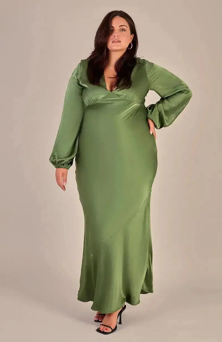 Valencia Long Sleeve Bridesmaids Dress in Olive Green | Rewritten Rewritten Valencia Long Sleeve Bridesmaids Dress in Olive Green | Rewritten Rewritten