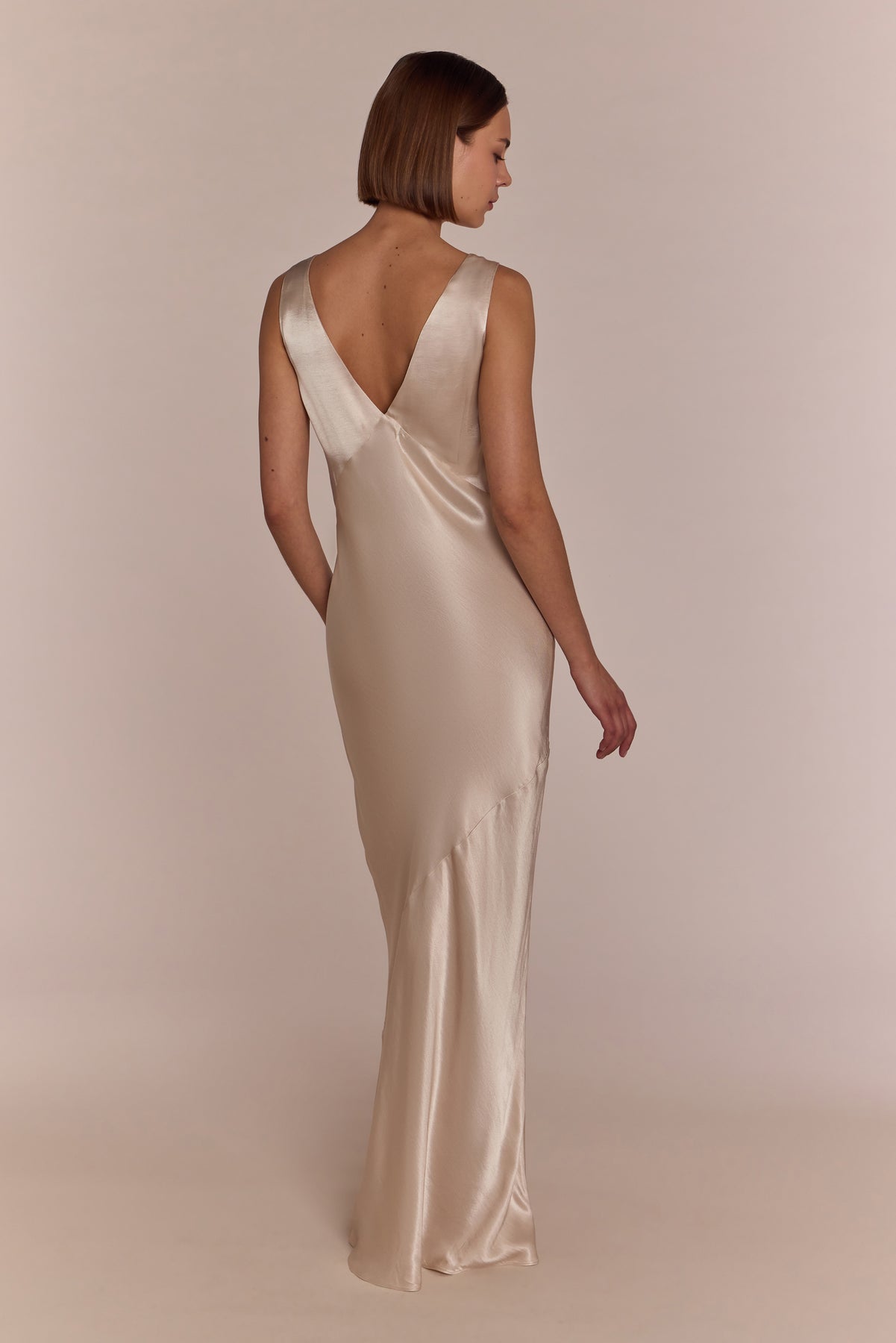 Champagne Satin Bridesmaid Dress – Amelia