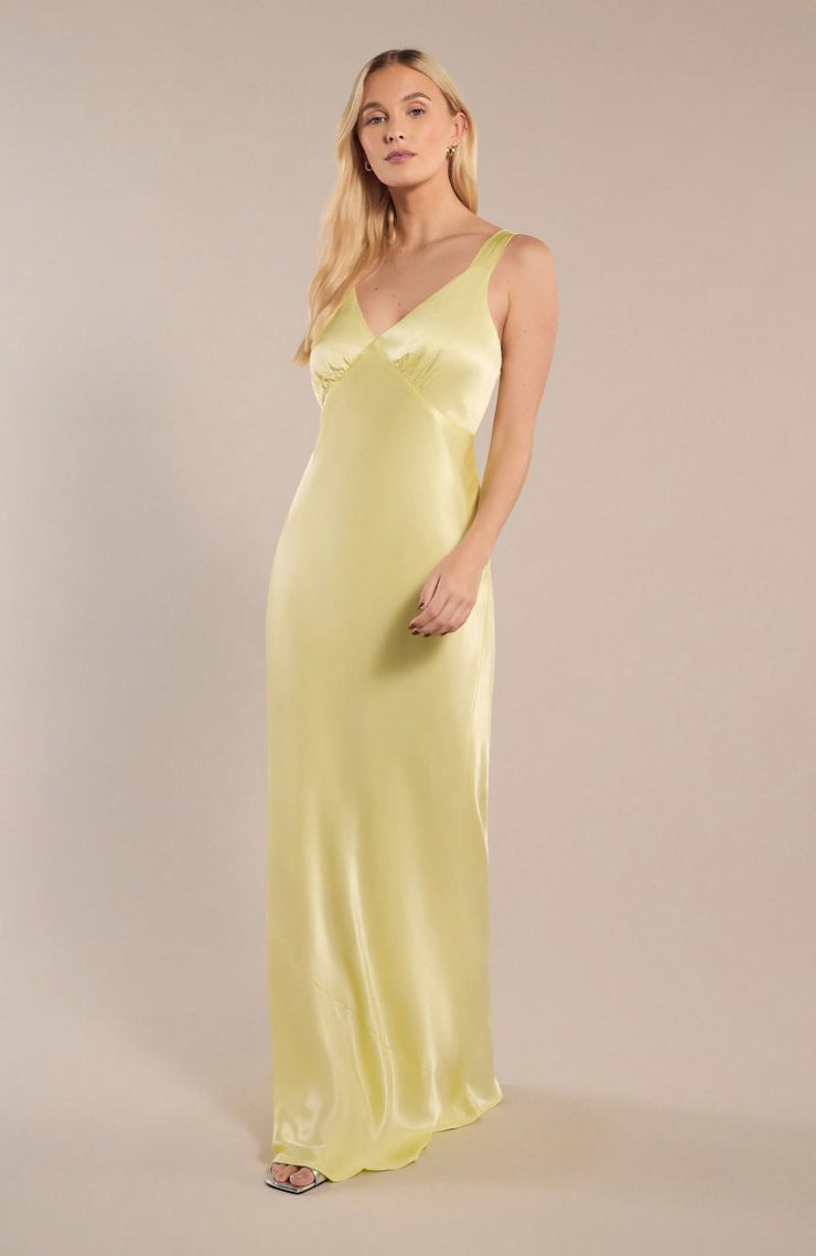 Amelia Lemonade Yellow Satin Bridesmaid Dress | Bias-Cut Maxi | Sizes 8–20 Amelia Lemonade Yellow Satin Bridesmaid Dress | Bias-Cut Maxi | Sizes 8–20