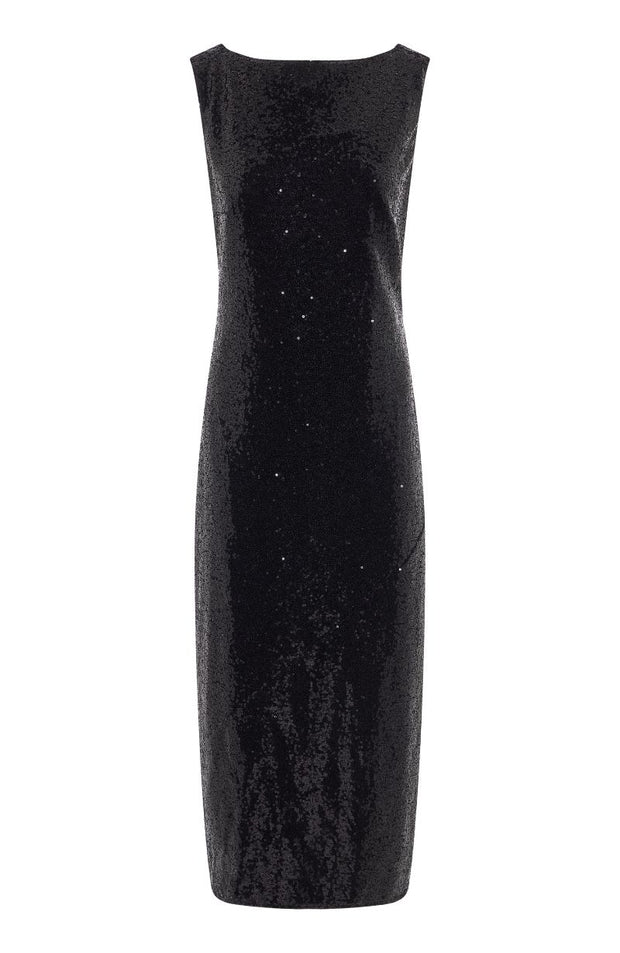 Paris Midi Dress in Black Sequin