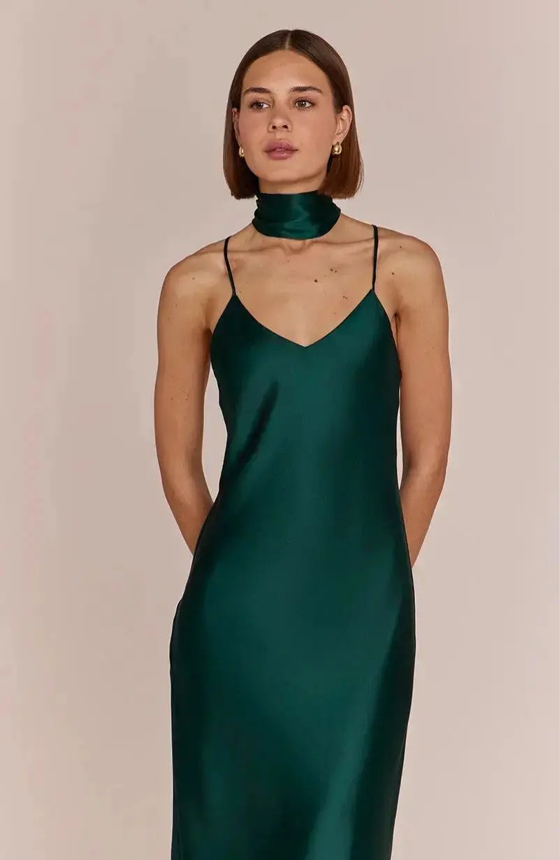 Shop the stunning Brooklyn Dress in Forest Green Satin – Rewritten