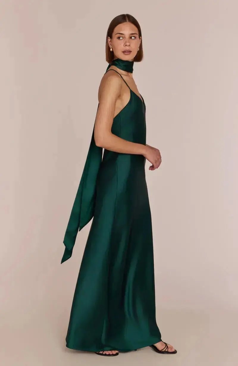 Shop the stunning Brooklyn Dress in Forest Green Satin – Rewritten