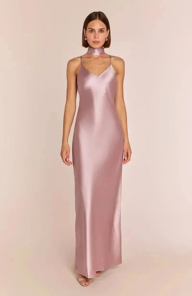 Shop Brooklyn Dress in Rose Pink Satin – Rewritten