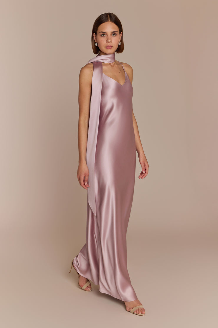 Shop Brooklyn Dress in Rose Pink Satin – Rewritten