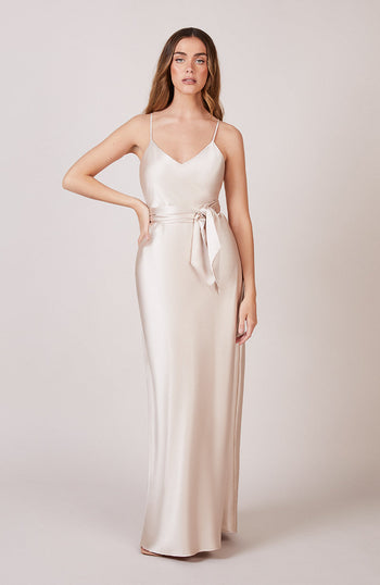 Brooklyn Dress in Champagne Satin SAMPLE SALE