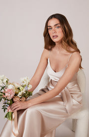 Brooklyn Dress in Champagne Satin SAMPLE SALE