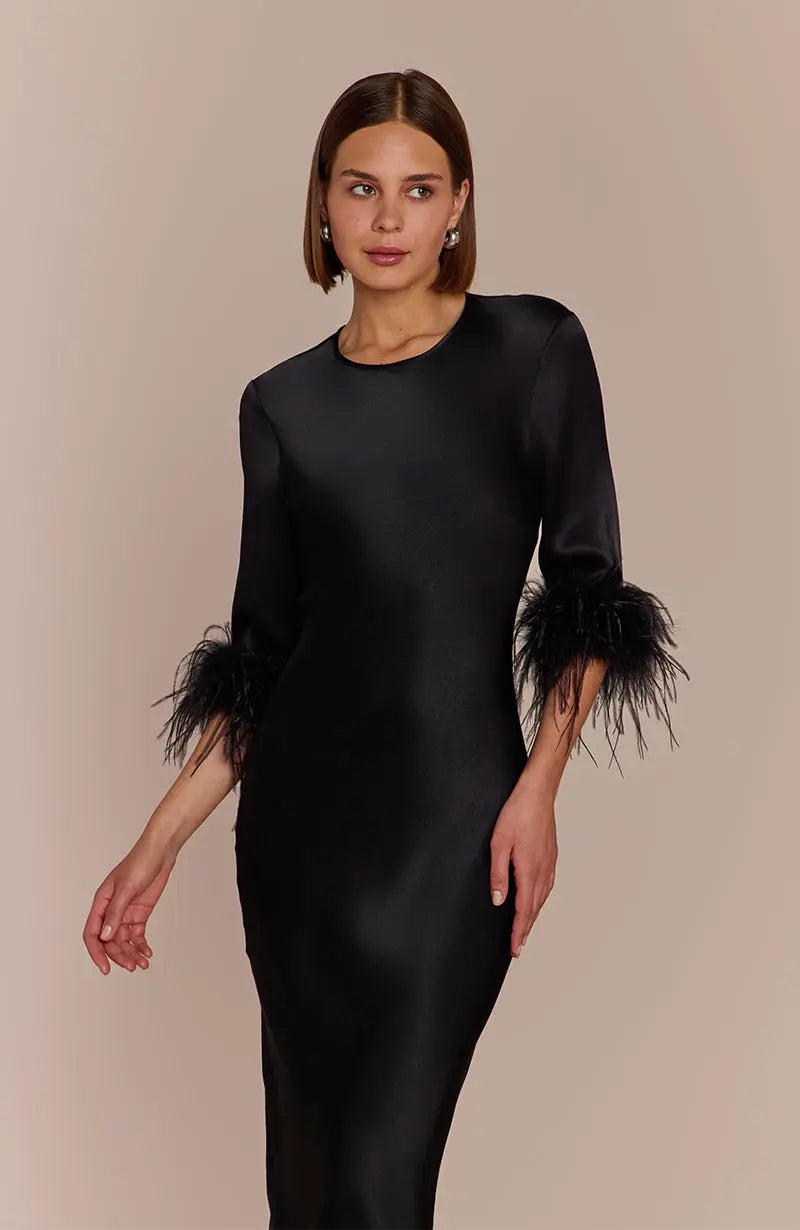 Dolly Feather Sleeve Dress In Black - Rewritten US 4 Dolly Feather Sleeve Dress In Black - Rewritten US 4