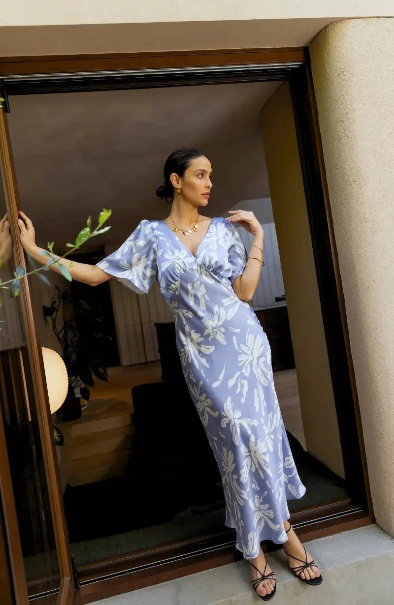 Ellis Dress in Blue Lily Print - Rewritten Rewritten Ellis Dress in Blue Lily Print - Rewritten Rewritten