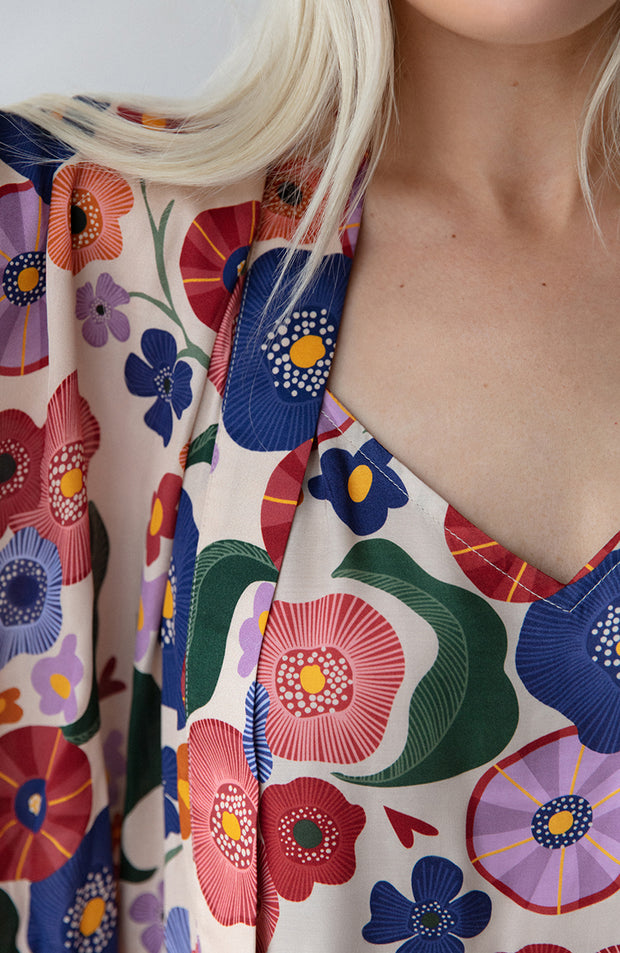 Kimono-badjas met Fiorello-print