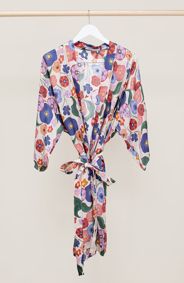 Albornoz tipo kimono con estampado Fiorello