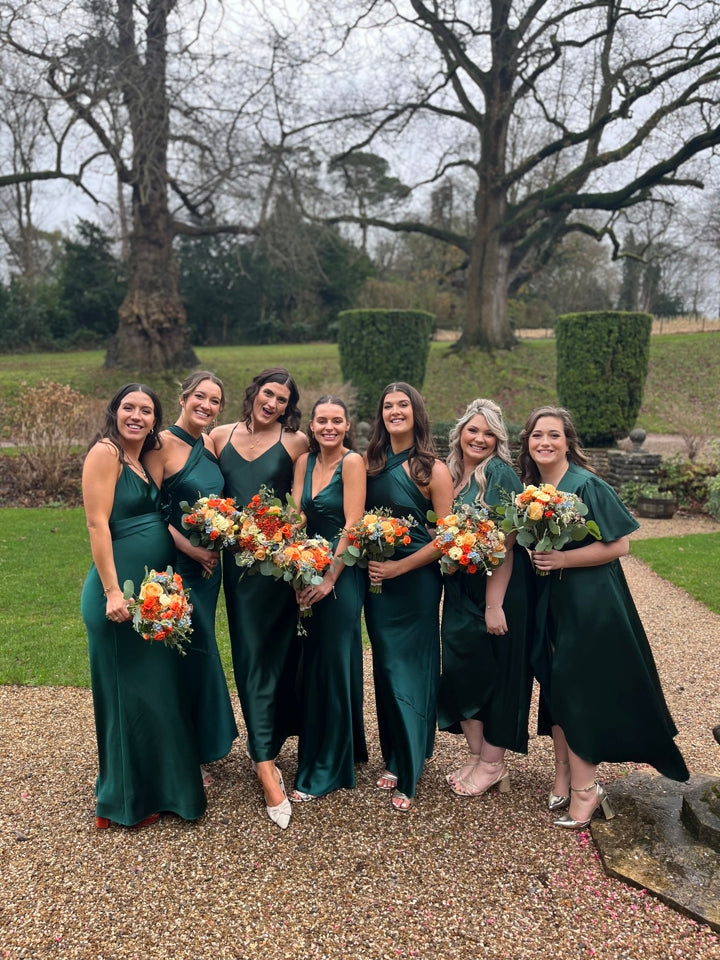 Roma Halterneck Bridesmaids Dress In Forest Green Rewritten Rewritten