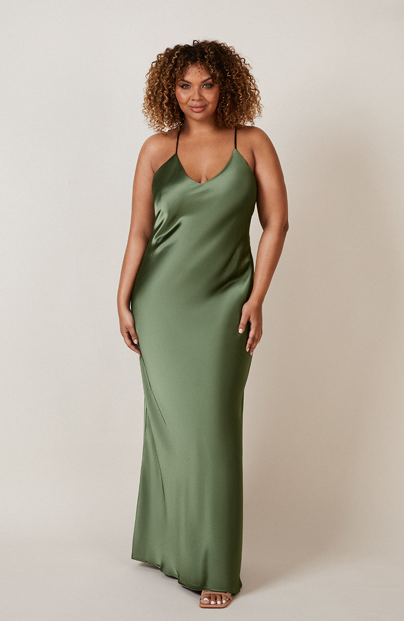 Brooklyn Slip Bridesmaids Dress in Olive Green Rewritten Rewritten