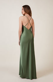 Brooklyn Dress in Olive Green Satin SAMPLE SALE