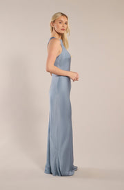 Paris Dress in Pale Blue Satin