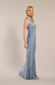Paris Dress in Pale Blue Satin