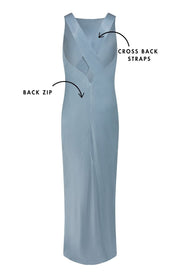 Paris Dress in Pale Blue Satin