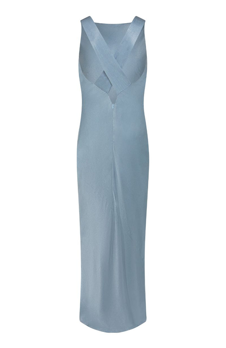 Paris Dress in Pale Blue Satin