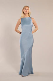 Paris Dress in Pale Blue Satin