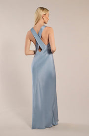Paris Dress in Pale Blue Satin