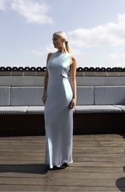 Paris Dress in Pale Blue Satin