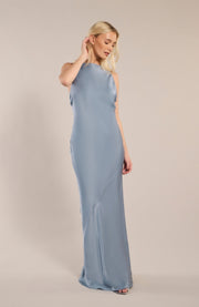 Paris Dress in Pale Blue Satin