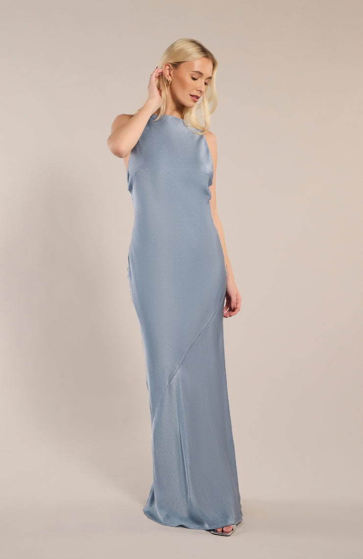 Paris Dress in Pale Blue Satin
