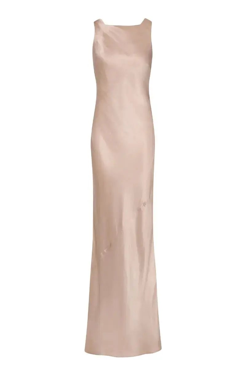 The Stunning Paris Dress in Champagne Viscose Satin Rewritten The Stunning Paris Dress in Champagne Viscose Satin Rewritten