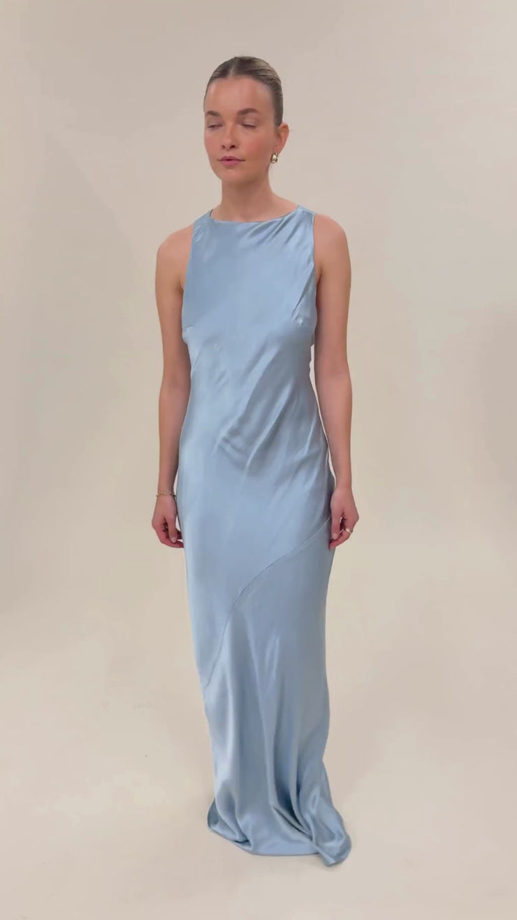 blue dress for baby girl Paris Dress in Pale Blue Satin