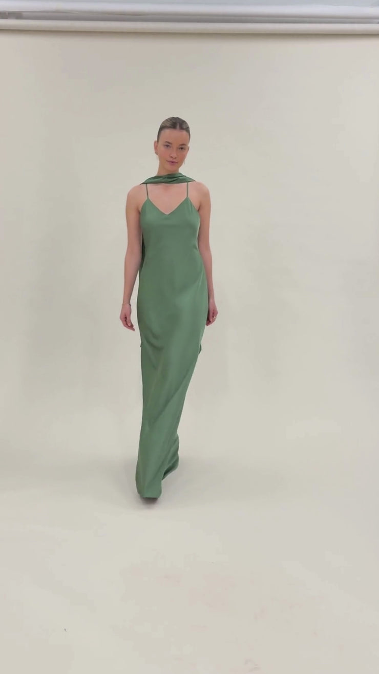 Olive Green Satin Bridesmaid Dress  Brooklyn | Rewritten London