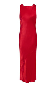 Paris Midi Dress in Red Satin