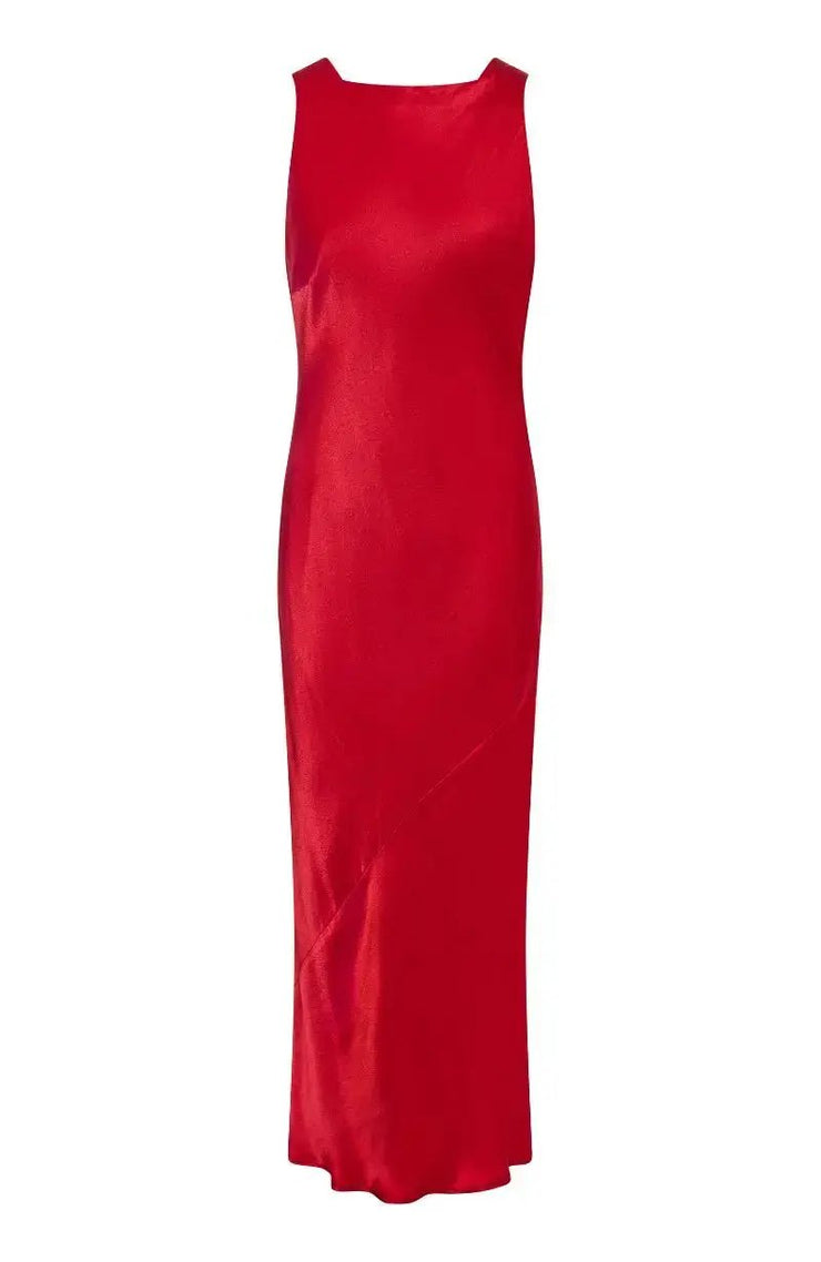 Paris Midi Dress in Red Satin - Rewritten Rewritten Paris Midi Dress in Red Satin - Rewritten Rewritten