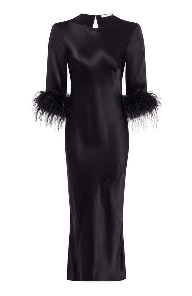 Dolly Feather Sleeve Dress In Black