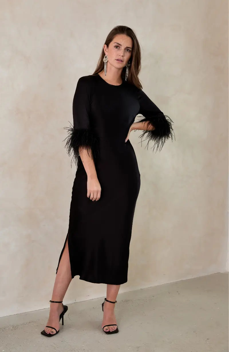 Dolly Feather Sleeve Dress In Black - Rewritten Rewritten Dolly Feather Sleeve Dress In Black - Rewritten Rewritten
