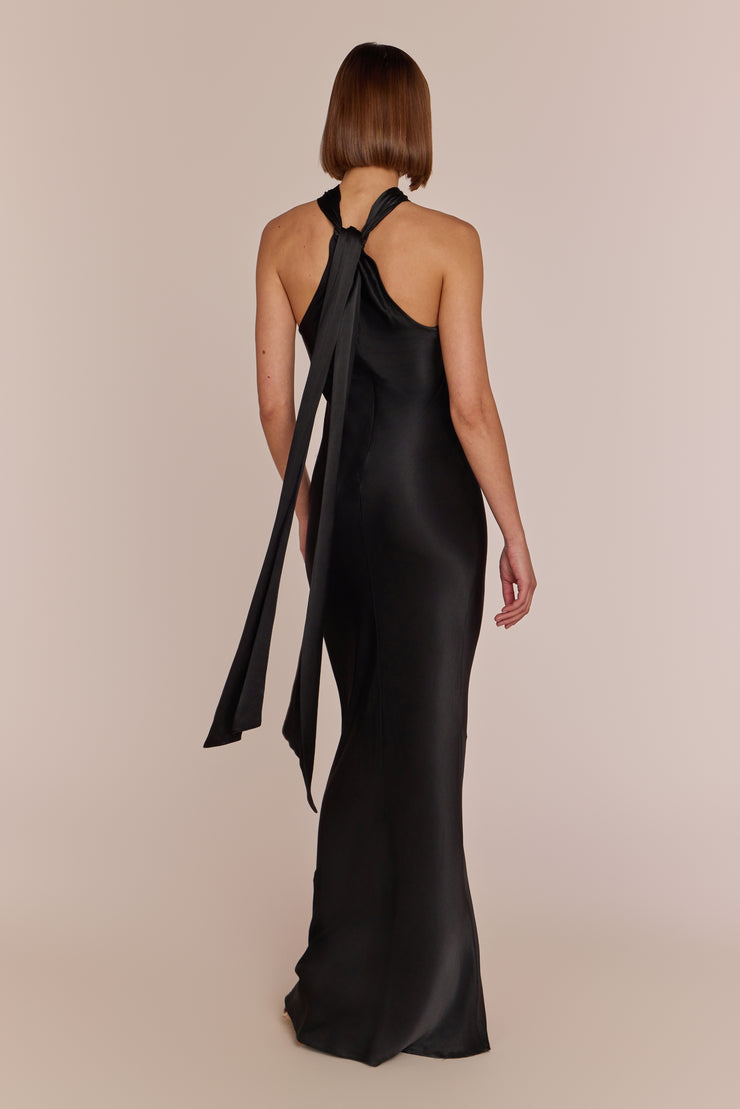 Roma Black Satin Bridesmaid Dress | Halterneck Maxi | Sizes 822 | Rewritten Rewritten Roma Black Satin Bridesmaid Dress | Halterneck Maxi | Sizes 822 | Rewritten Rewritten