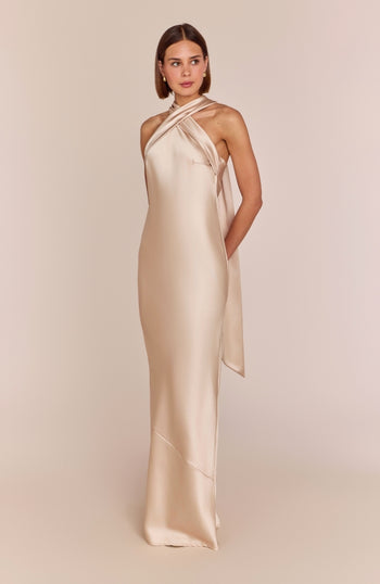 Roma Bridesmaid Dress in Champagne Satin
