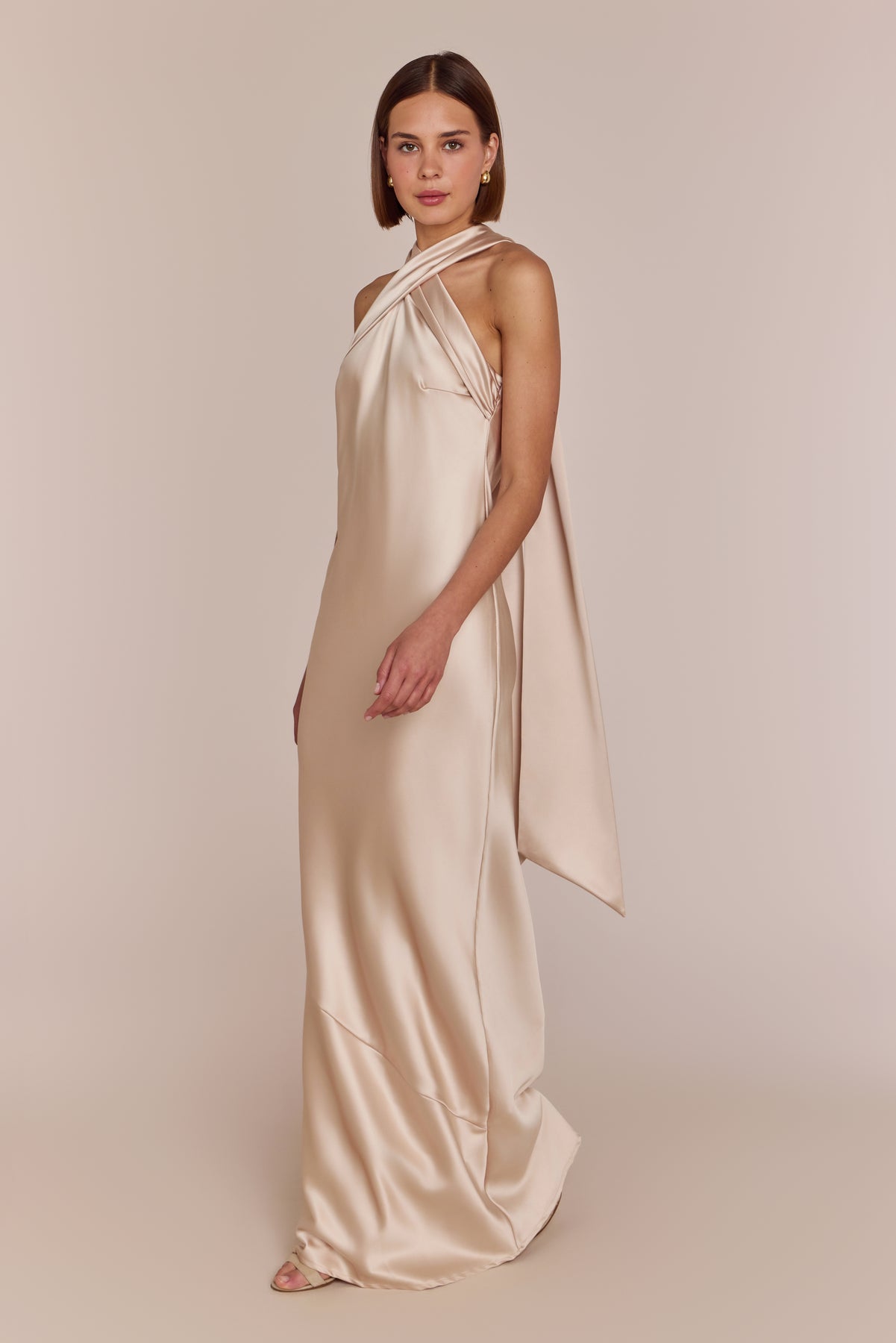 Roma Champagne Satin Bridesmaid Dress
