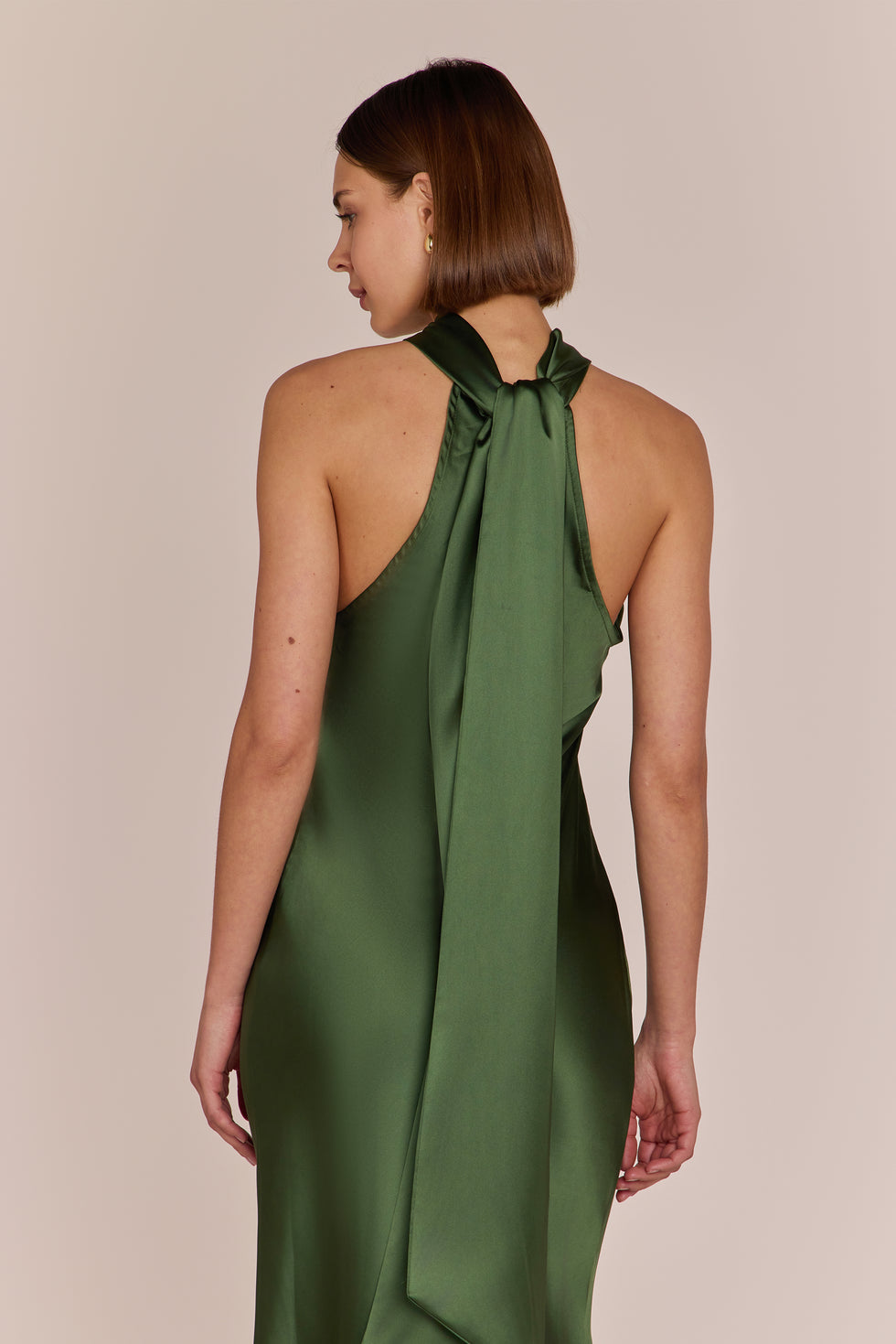 rewritten roma halterneck satin maxi dress product info and reviews Roma Dress in Forest Green Satin Halterneck Maxi Bridesmaid Dress