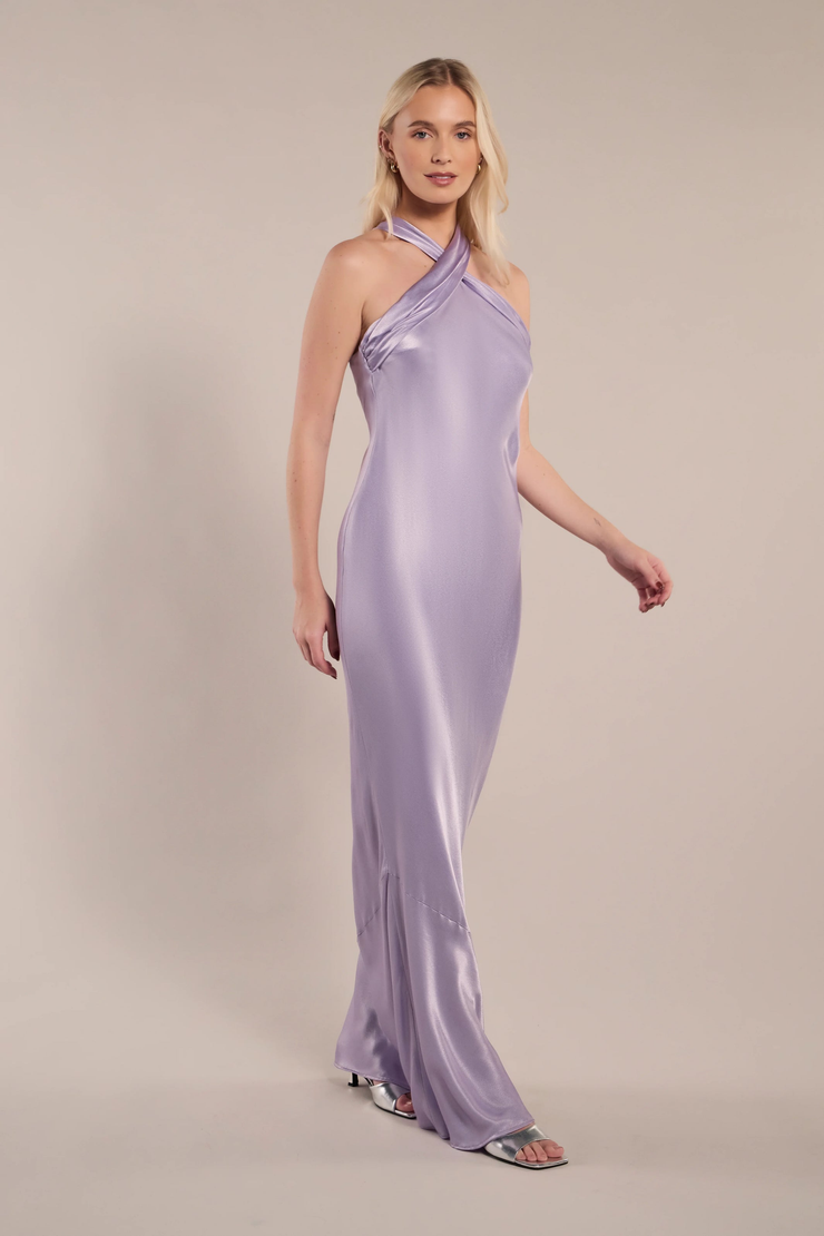 Roma Dress in Lilac Satin