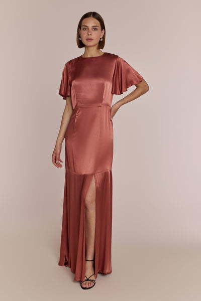 Sienna Dress in Terracotta Lenzing Ecovero Satin